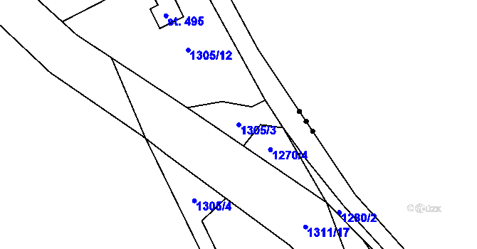 Parcela st. 1305/3 v KÚ Postupice, Katastrální mapa