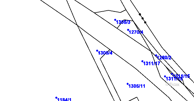 Parcela st. 1305/4 v KÚ Postupice, Katastrální mapa