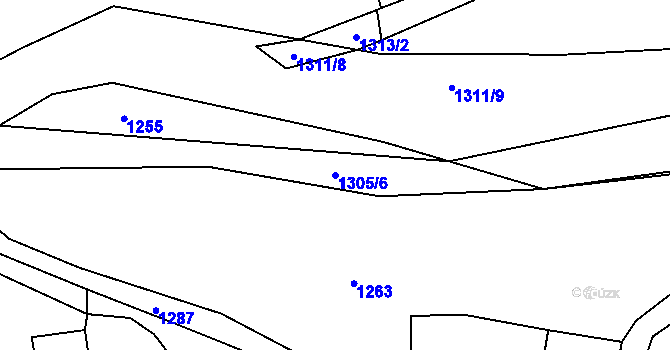 Parcela st. 1305/6 v KÚ Postupice, Katastrální mapa
