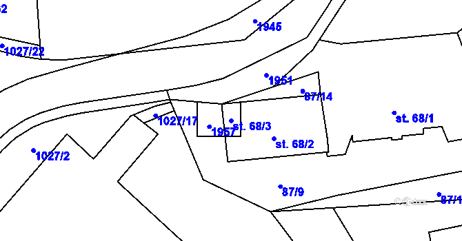 Parcela st. 68/3 v KÚ Postupice, Katastrální mapa