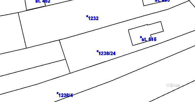 Parcela st. 1238/24 v KÚ Postupice, Katastrální mapa