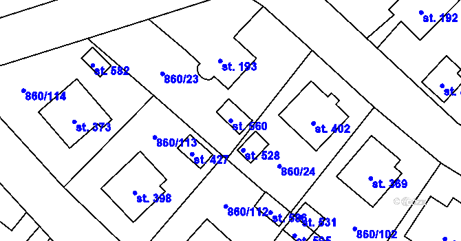 Parcela st. 560 v KÚ Postupice, Katastrální mapa