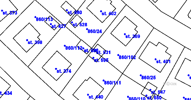 Parcela st. 531 v KÚ Postupice, Katastrální mapa