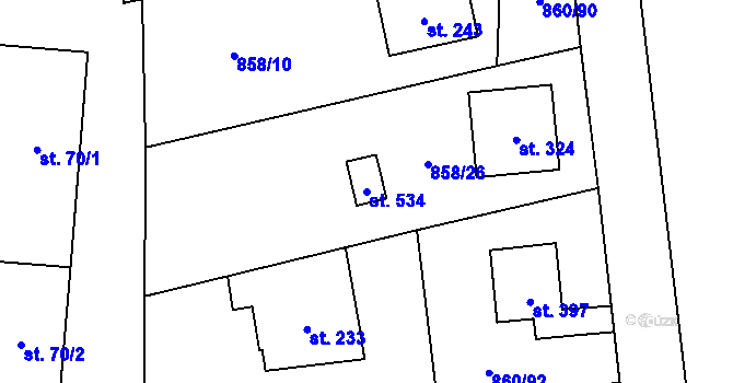 Parcela st. 534 v KÚ Postupice, Katastrální mapa