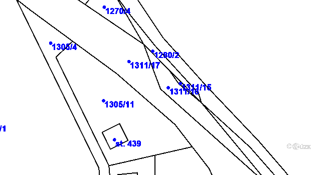 Parcela st. 1311/16 v KÚ Postupice, Katastrální mapa