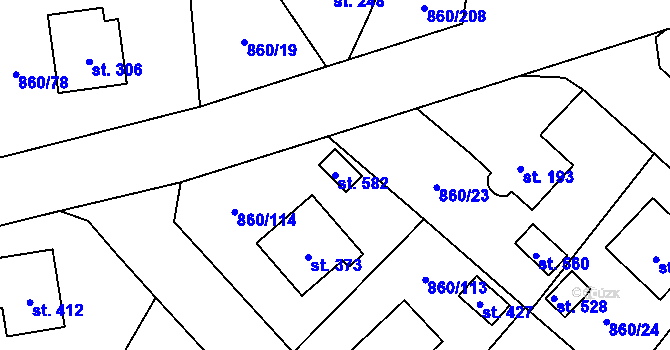 Parcela st. 582 v KÚ Postupice, Katastrální mapa