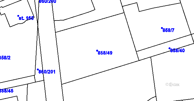 Parcela st. 858/49 v KÚ Postupice, Katastrální mapa