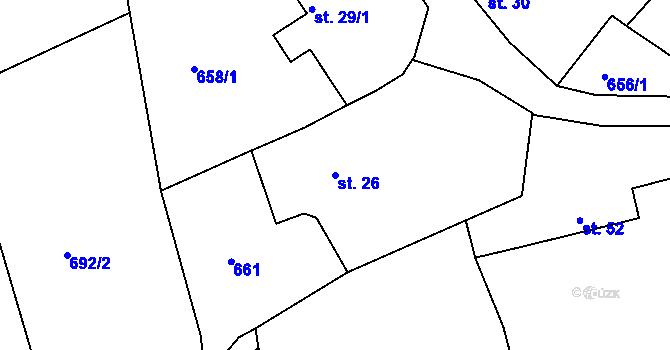 Parcela st. 26 v KÚ Roubíčkova Lhota, Katastrální mapa