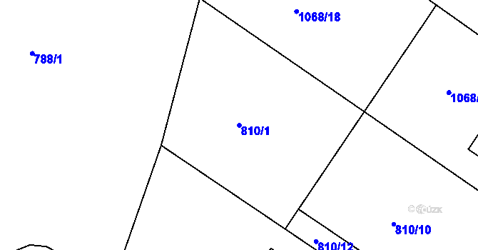 Parcela st. 810/1 v KÚ Roubíčkova Lhota, Katastrální mapa
