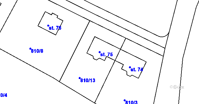 Parcela st. 75 v KÚ Roubíčkova Lhota, Katastrální mapa