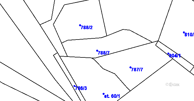 Parcela st. 788/7 v KÚ Roubíčkova Lhota, Katastrální mapa