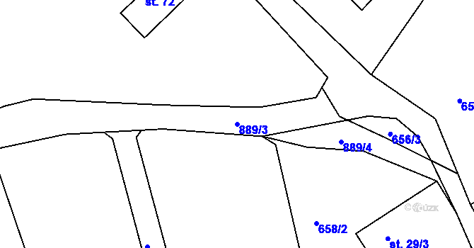Parcela st. 889/3 v KÚ Roubíčkova Lhota, Katastrální mapa