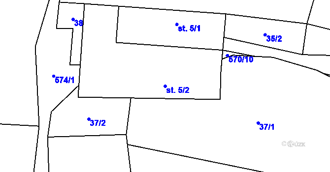 Parcela st. 5/2 v KÚ Důl, Katastrální mapa