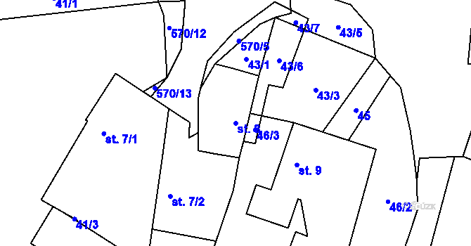 Parcela st. 8 v KÚ Důl, Katastrální mapa