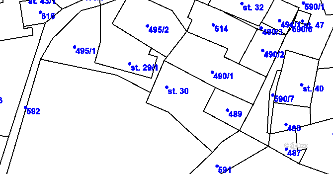 Parcela st. 30 v KÚ Důl, Katastrální mapa