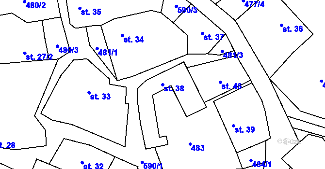 Parcela st. 38 v KÚ Důl, Katastrální mapa