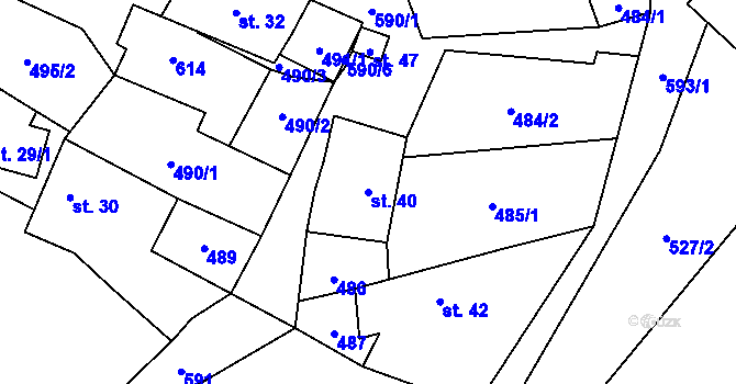 Parcela st. 40 v KÚ Důl, Katastrální mapa