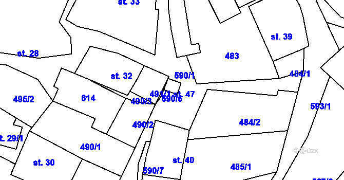Parcela st. 47 v KÚ Důl, Katastrální mapa