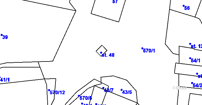 Parcela st. 48 v KÚ Důl, Katastrální mapa