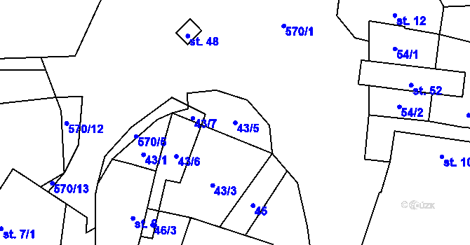 Parcela st. 43/5 v KÚ Důl, Katastrální mapa