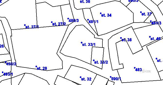 Parcela st. 33/1 v KÚ Důl, Katastrální mapa