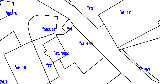 Parcela st. 18/1 v KÚ Pošná, Katastrální mapa