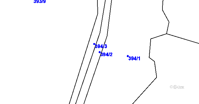 Parcela st. 394/2 v KÚ Pošná, Katastrální mapa