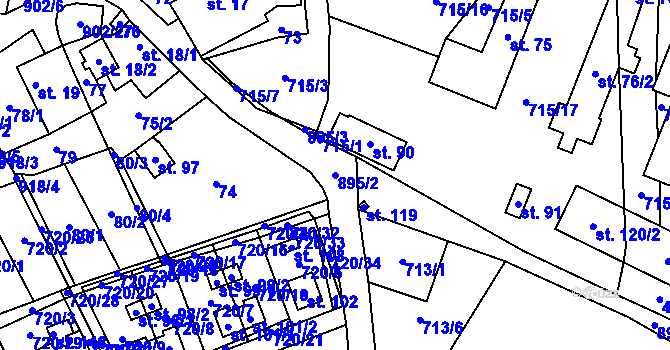 Parcela st. 895/2 v KÚ Pošná, Katastrální mapa