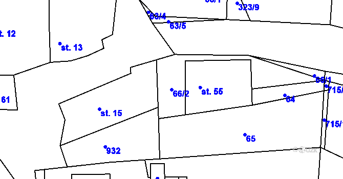 Parcela st. 66/2 v KÚ Pošná, Katastrální mapa