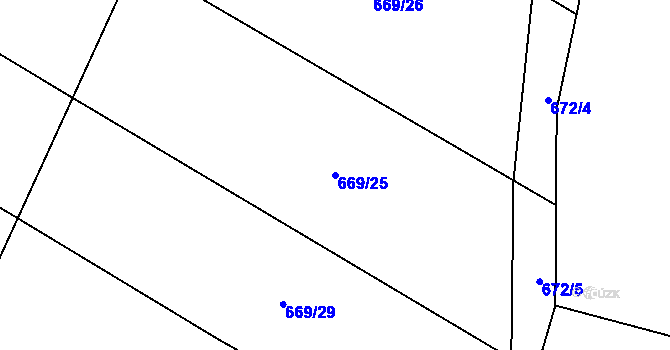 Parcela st. 669/25 v KÚ Pošná, Katastrální mapa