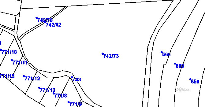 Parcela st. 742/73 v KÚ Pošná, Katastrální mapa