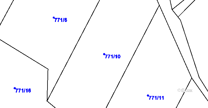 Parcela st. 771/10 v KÚ Pošná, Katastrální mapa