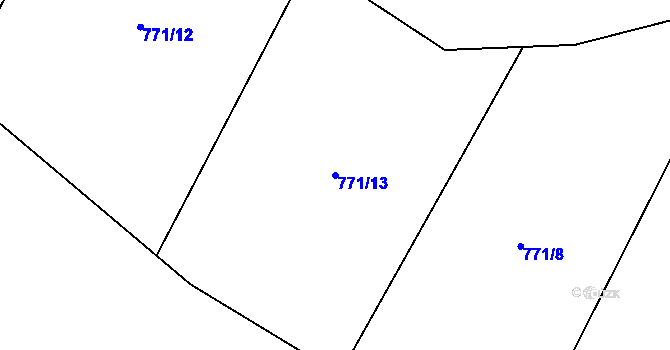 Parcela st. 771/13 v KÚ Pošná, Katastrální mapa