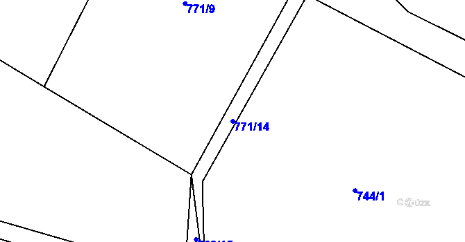 Parcela st. 771/14 v KÚ Pošná, Katastrální mapa
