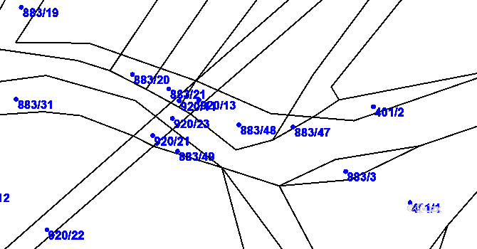 Parcela st. 883/48 v KÚ Pošná, Katastrální mapa