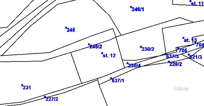 Parcela st. 12 v KÚ Proseč u Pošné, Katastrální mapa