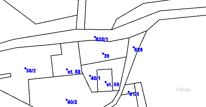 Parcela st. 39 v KÚ Proseč u Pošné, Katastrální mapa
