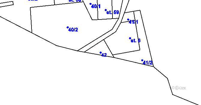 Parcela st. 42 v KÚ Proseč u Pošné, Katastrální mapa