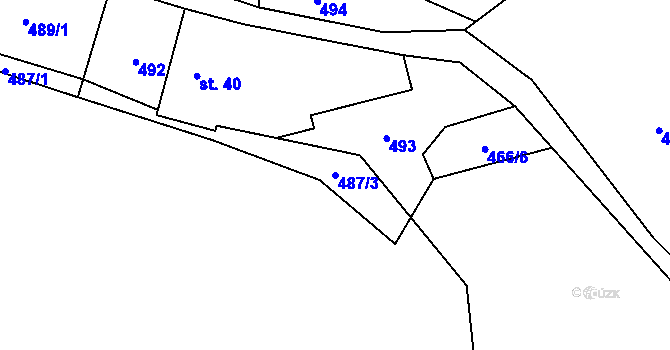 Parcela st. 487/3 v KÚ Proseč u Pošné, Katastrální mapa