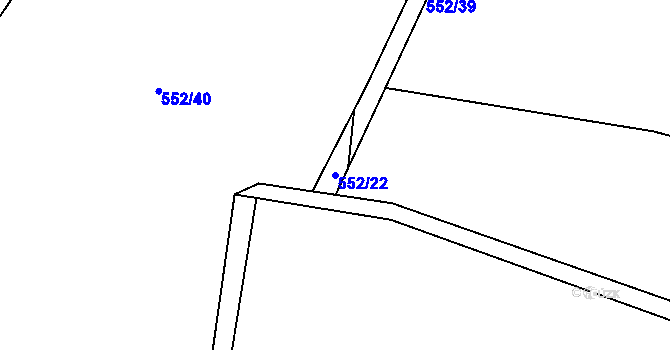 Parcela st. 552/22 v KÚ Proseč u Pošné, Katastrální mapa