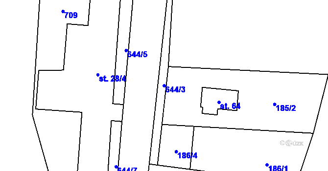 Parcela st. 644/3 v KÚ Proseč u Pošné, Katastrální mapa