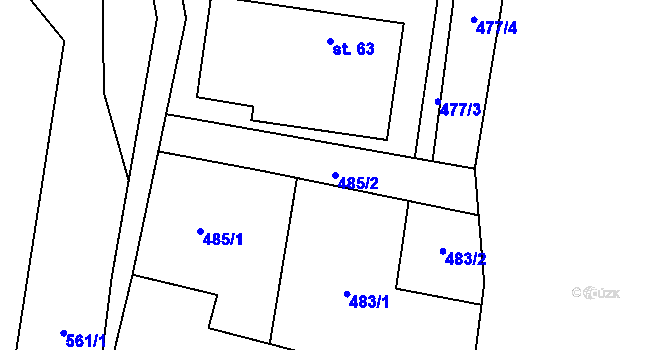 Parcela st. 485/2 v KÚ Proseč u Pošné, Katastrální mapa