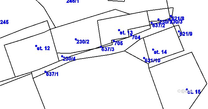 Parcela st. 228/2 v KÚ Proseč u Pošné, Katastrální mapa