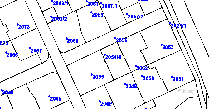 Parcela st. 2054/4 v KÚ Poštorná, Katastrální mapa