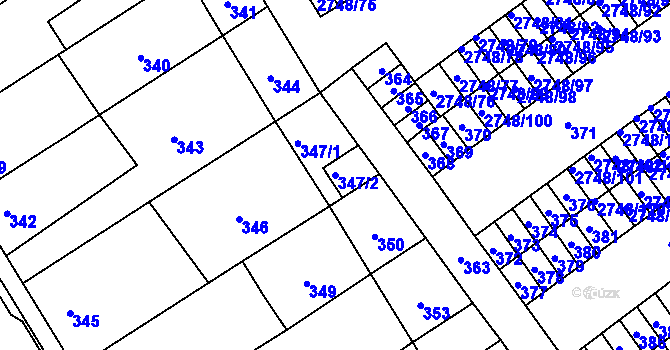Parcela st. 347/2 v KÚ Poštorná, Katastrální mapa