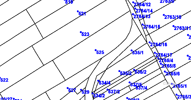 Parcela st. 525 v KÚ Poštorná, Katastrální mapa
