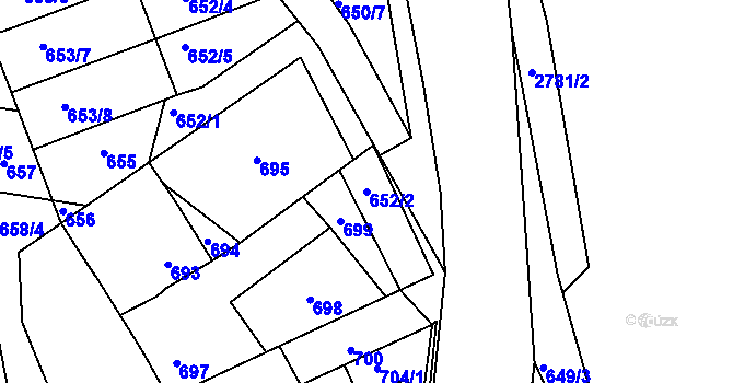 Parcela st. 652/2 v KÚ Poštorná, Katastrální mapa