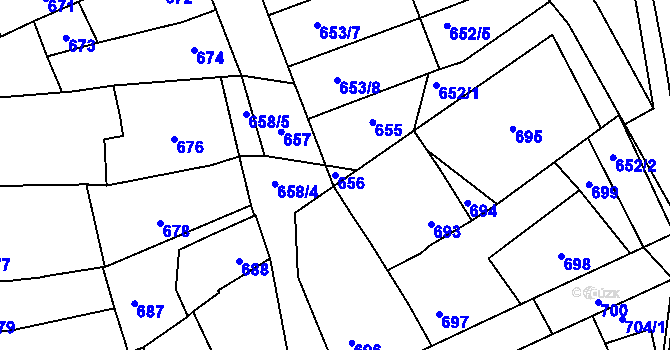 Parcela st. 656 v KÚ Poštorná, Katastrální mapa
