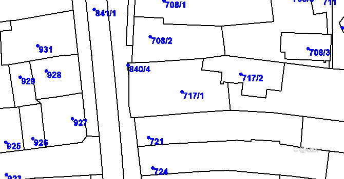 Parcela st. 717 v KÚ Poštorná, Katastrální mapa