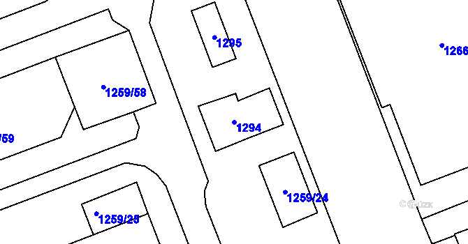 Parcela st. 1294 v KÚ Poštorná, Katastrální mapa